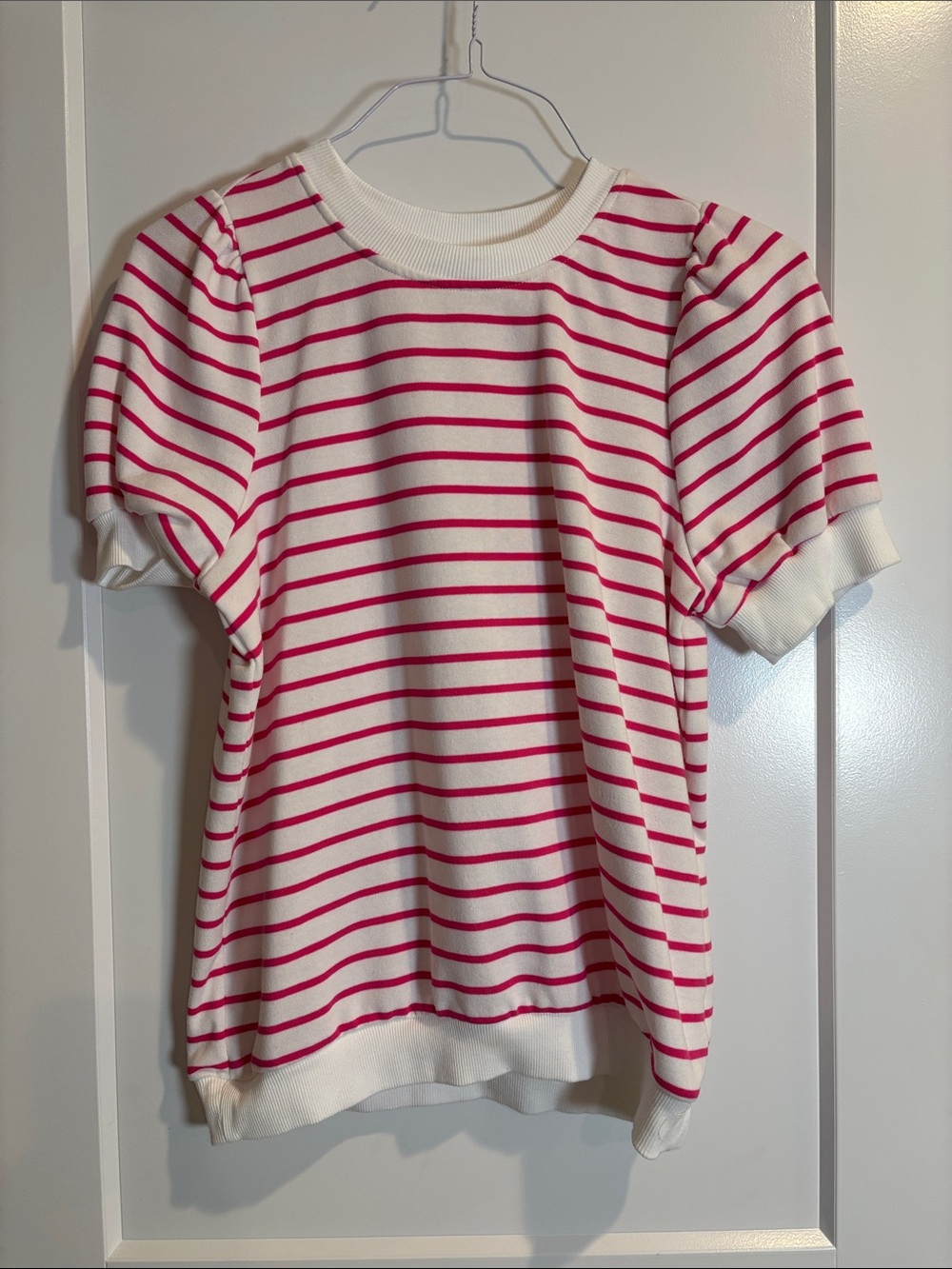 Crown & Ivy Women’s Short Sleeve Striped Shirt Large